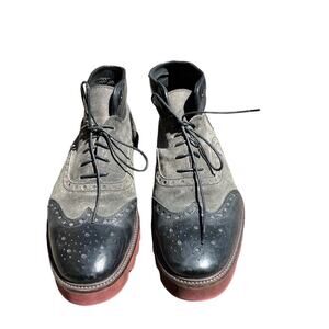 Donald J Pliner Wingtip Suede Boot Stu Grey Black Size 9